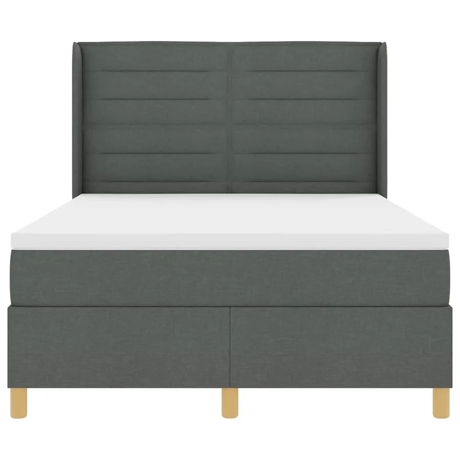 Lit à ressorts avec matelas Gris foncé 160 x 200 cm tissu - 6