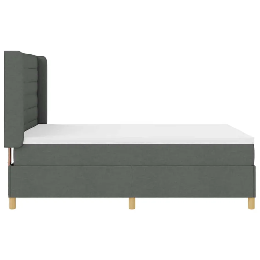 Lit à ressorts avec matelas Gris foncé 160 x 200 cm tissu - 7