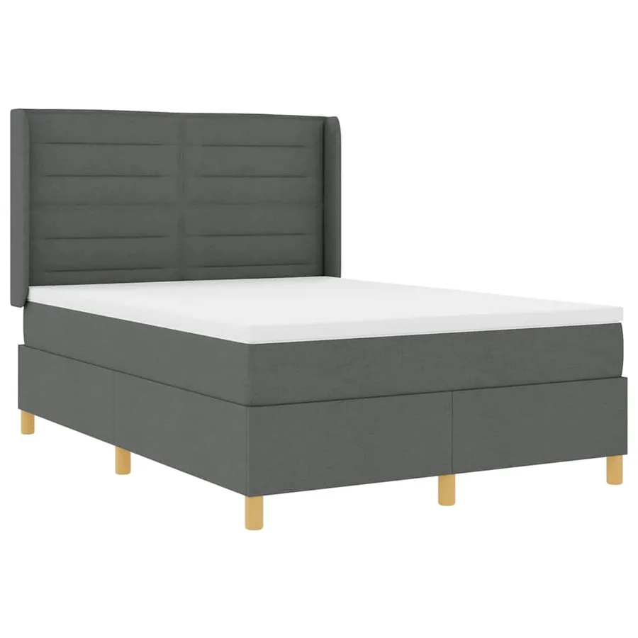 Lit à ressorts avec bandes LED Gris 160 x 200 cm tissu - 2