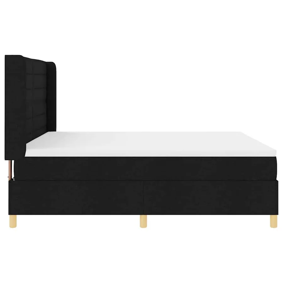 Lit à ressorts avec matelas Noir 180 x 200 cm tissu - 7