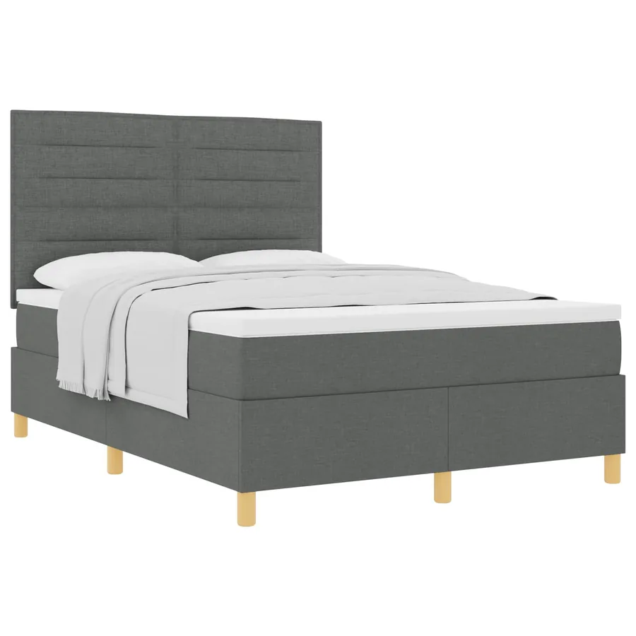 Lit à ressorts avec matelas Gris foncé 160 x 200 cm tissu - 2