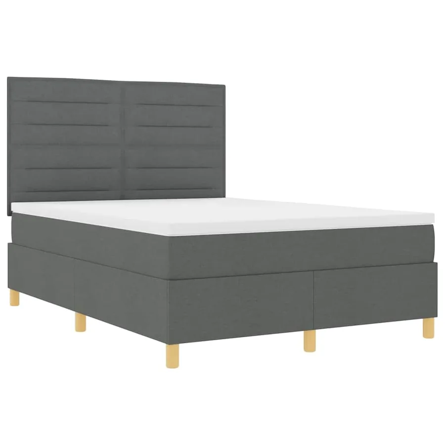 Lit à ressorts avec matelas Gris foncé 160 x 200 cm tissu - 5