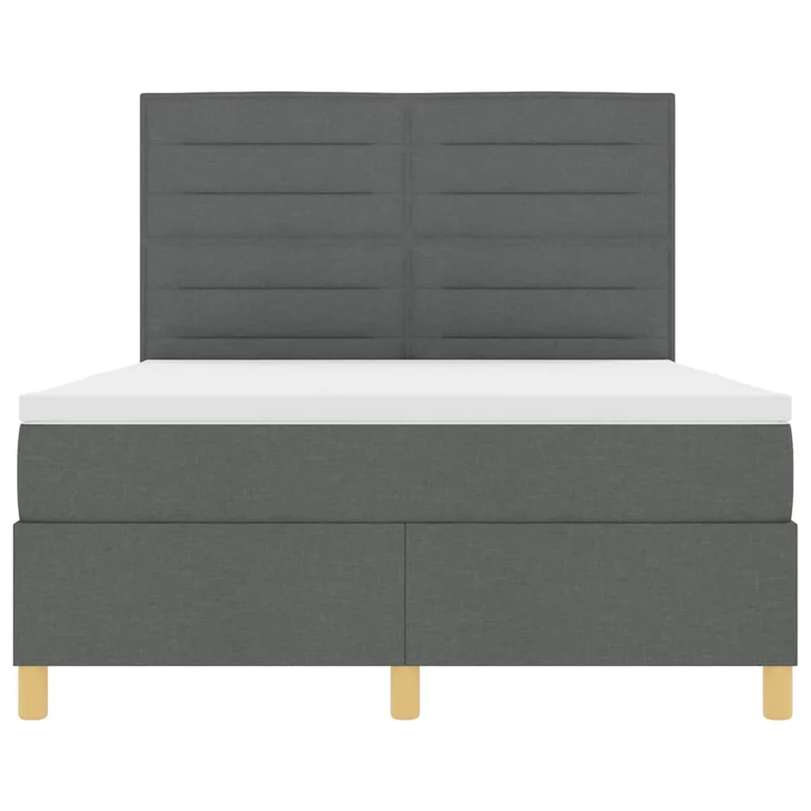Lit à ressorts avec matelas Gris foncé 160 x 200 cm tissu - 7