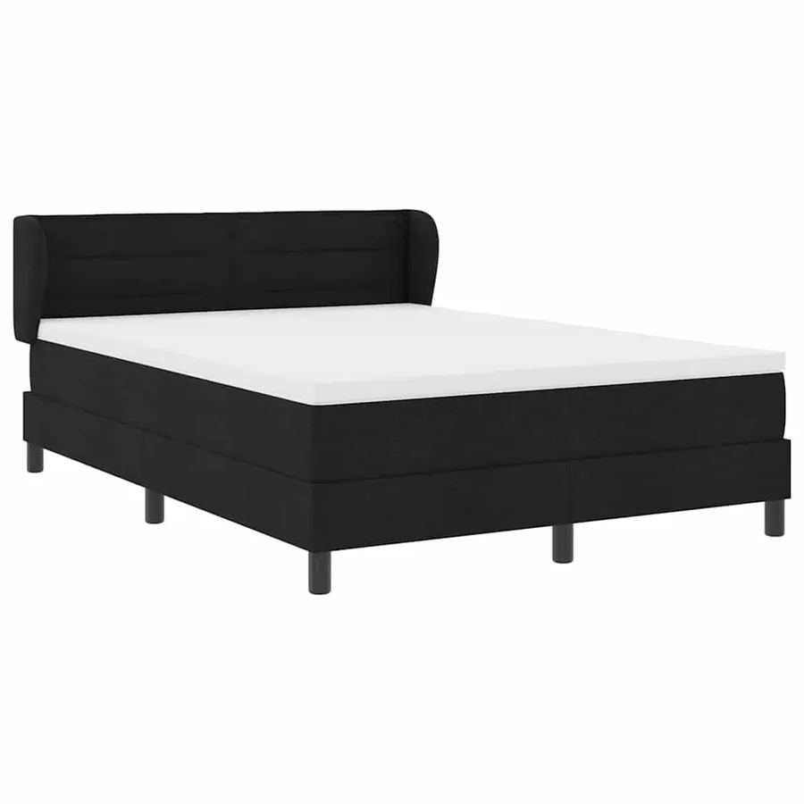 Lit à ressorts avec matelas Noir 140 x 200 cm tissu - 5