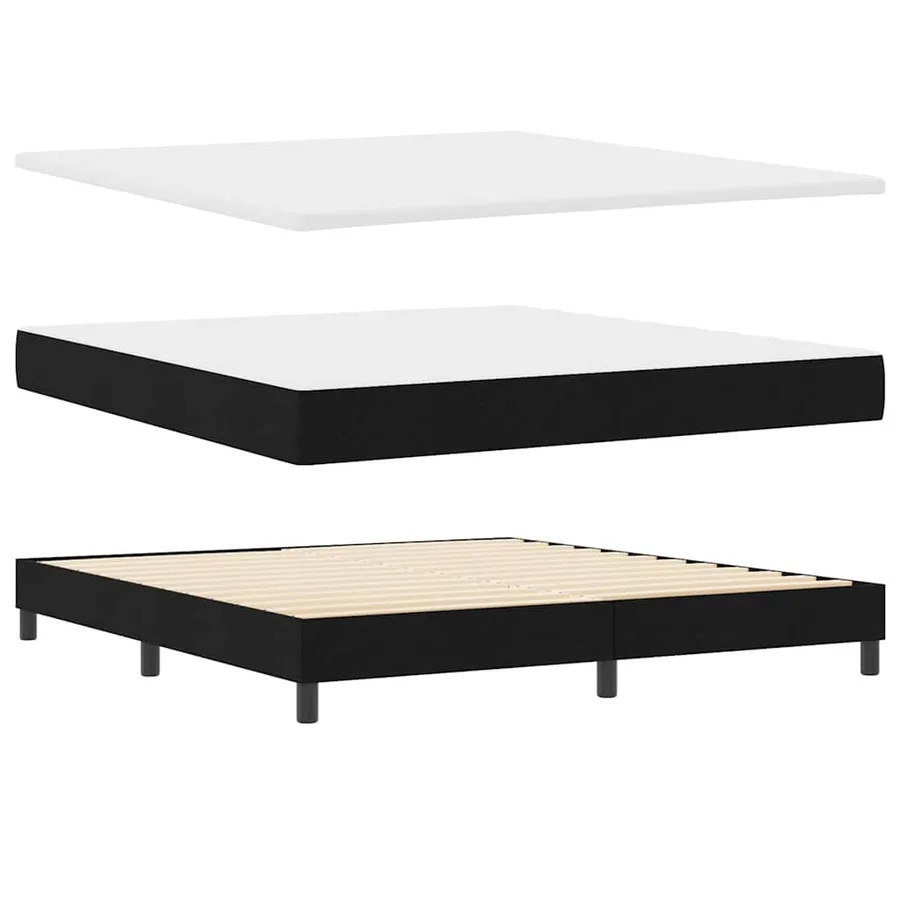 Lit à ressorts avec matelas Noir 180 x 200 cm tissu - 4