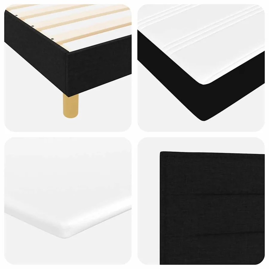 Lit à ressorts avec coussin Noir 140 x 190 cm tissu - 8
