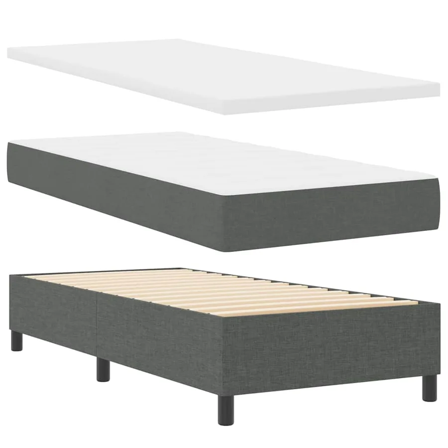 Lit à ressorts avec matelas Gris foncé 80 x 200 cm tissu - 7