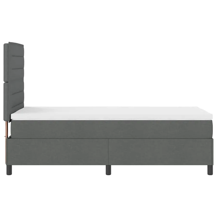 Lit à ressorts avec matelas Gris foncé 80 x 200 cm tissu - 9