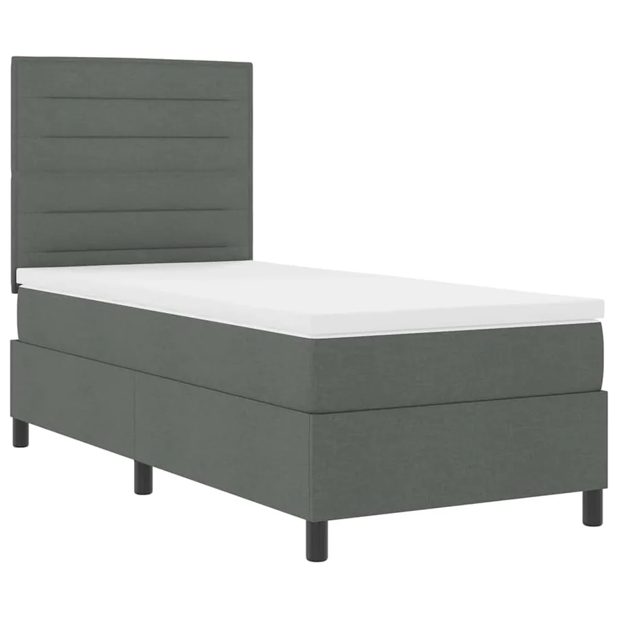 Lit à ressorts avec matelas Gris foncé 80 x 200 cm tissu - 5