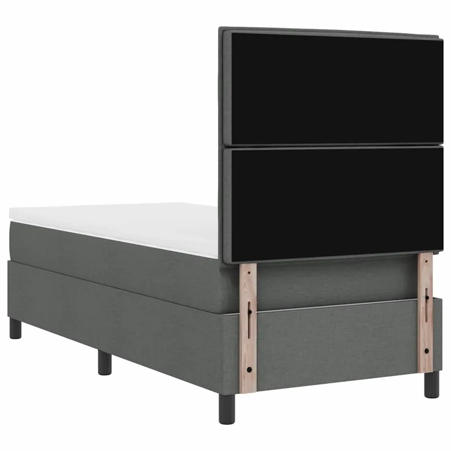 Lit à ressorts avec matelas Gris foncé 80 x 200 cm tissu - 9