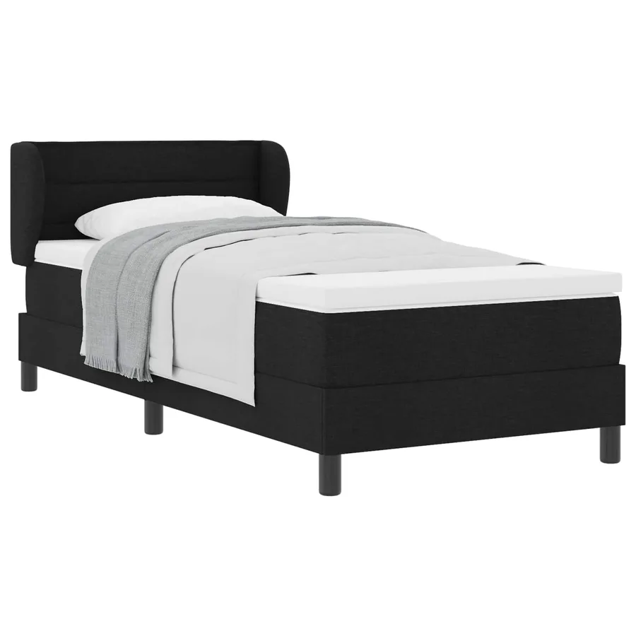 Lit à ressorts avec matelas Noir 80 x 200 cm tissu - 2