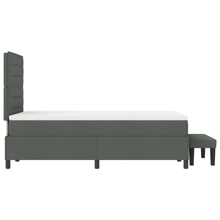 Lit à ressorts avec tête de lit Gris foncé 120 x 190 cm tissu - 9