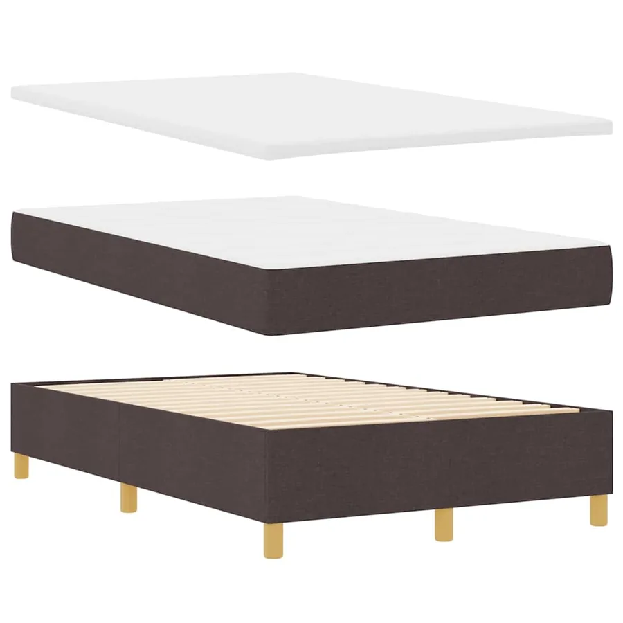 Lit à ressorts avec matelas Marron foncé 120 x 190 cm tissu - 6