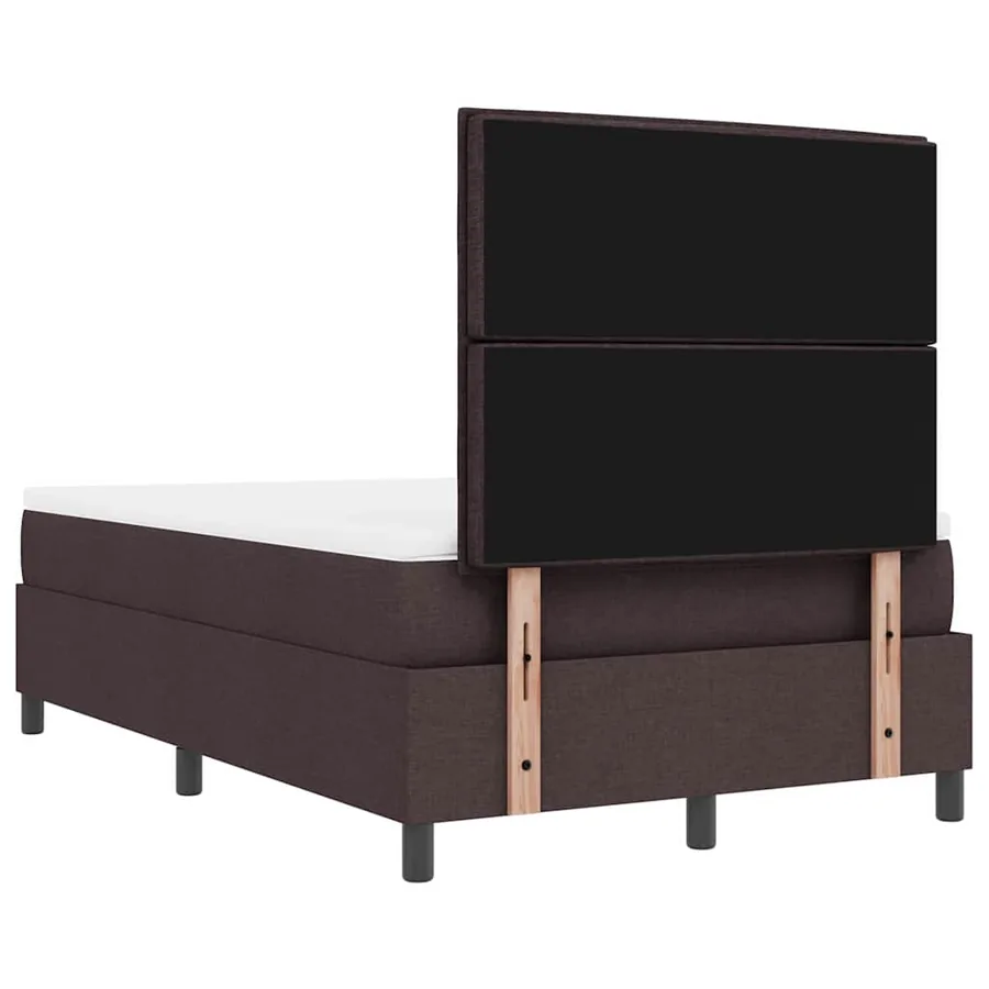 Lit à ressorts avec tête de lit Marron foncé 120 x 190 cm tissu - 8