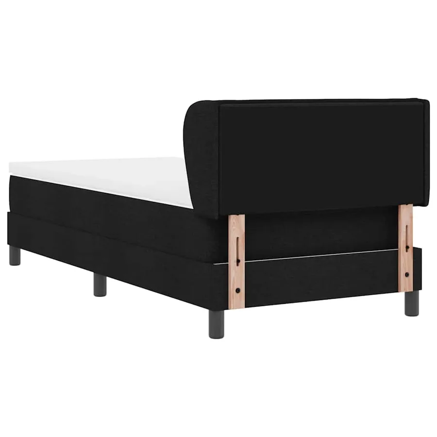 Lit à ressorts avec matelas Noir 90 x 200 cm tissu - 9