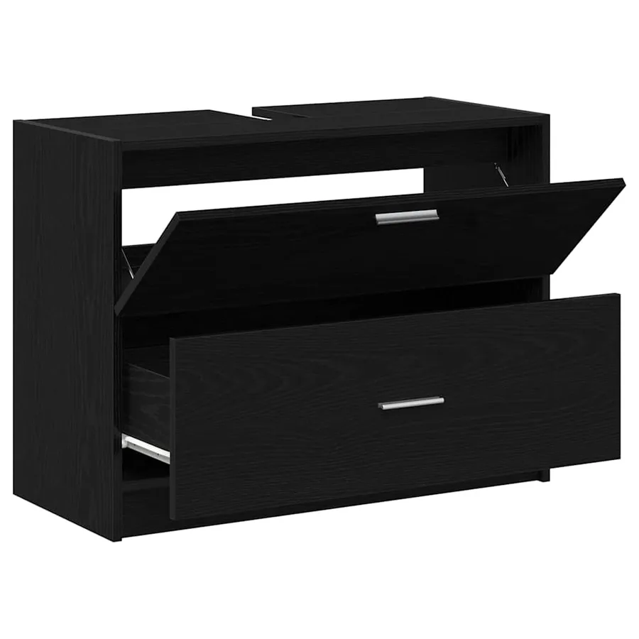 Cabinet de salle de bain avec tiroir Chêne noir 78 x 37 x 59 cm - 5