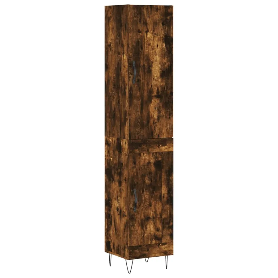 Buffet haut Chêne fumé 34,5x34x180 cm Bois d'ingénierie - 2