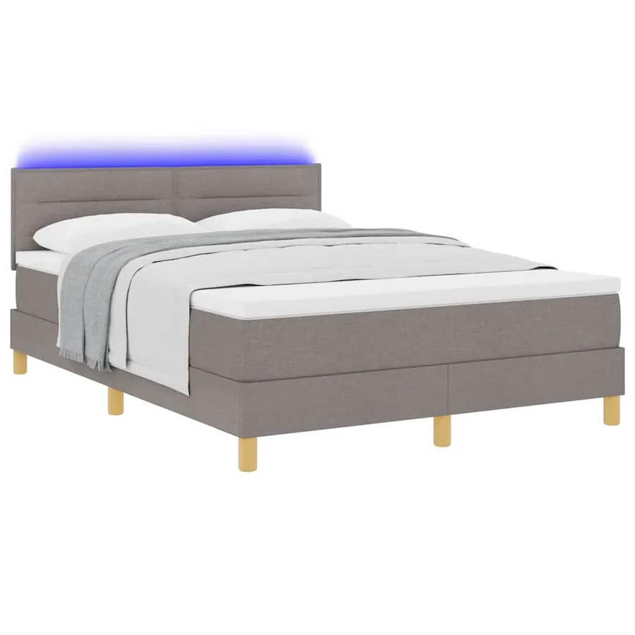 Lit à ressort LED avec bandes LED Taupe 140 x 200 cm tissu - 3