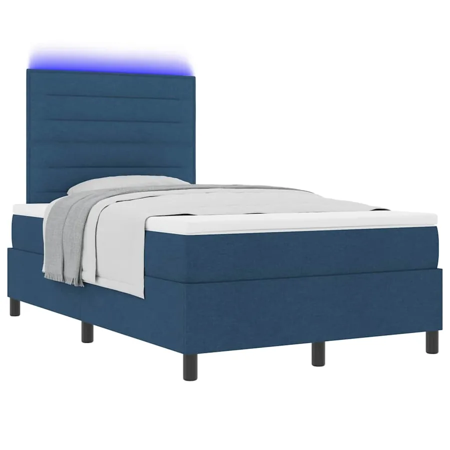 Lit à ressorts avec matelas avec LED Bleu 120 x 200 cm tissu - 3