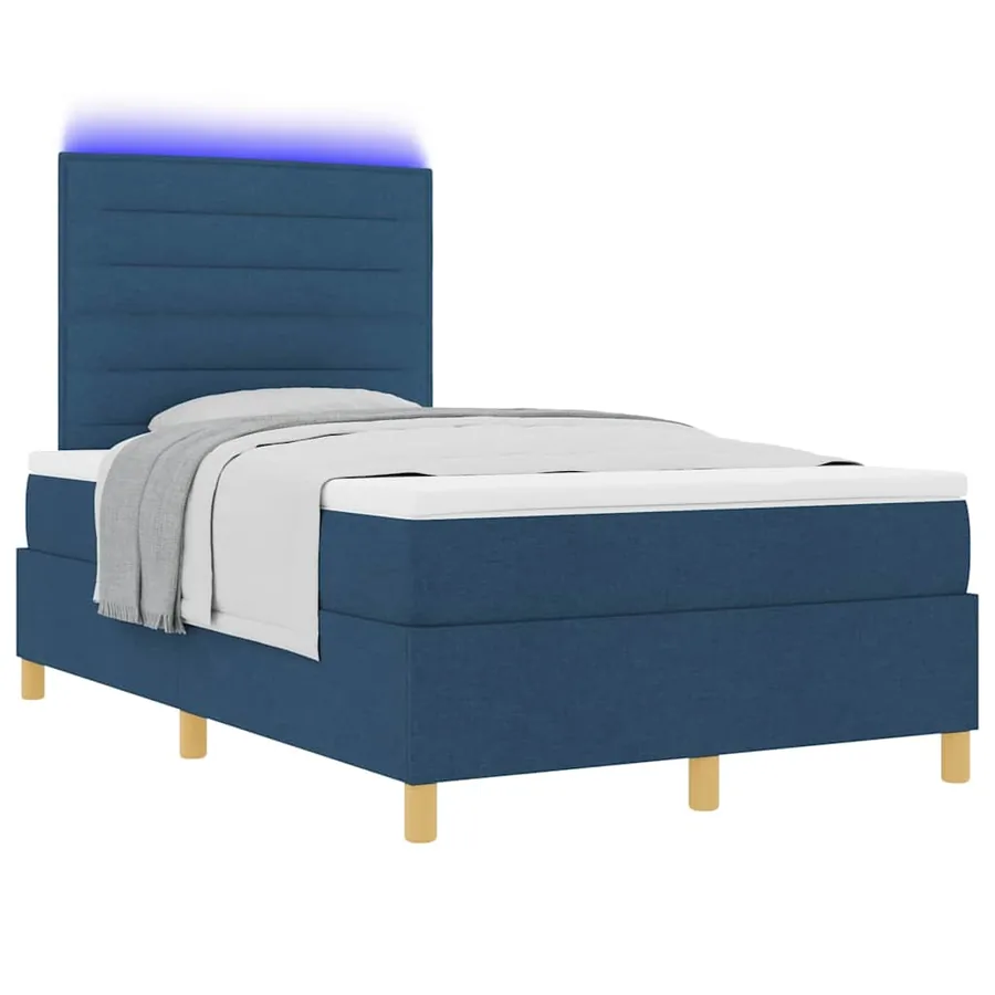 Lit à ressort LED avec matelas Bleu 120 x 200 cm tissu - 3