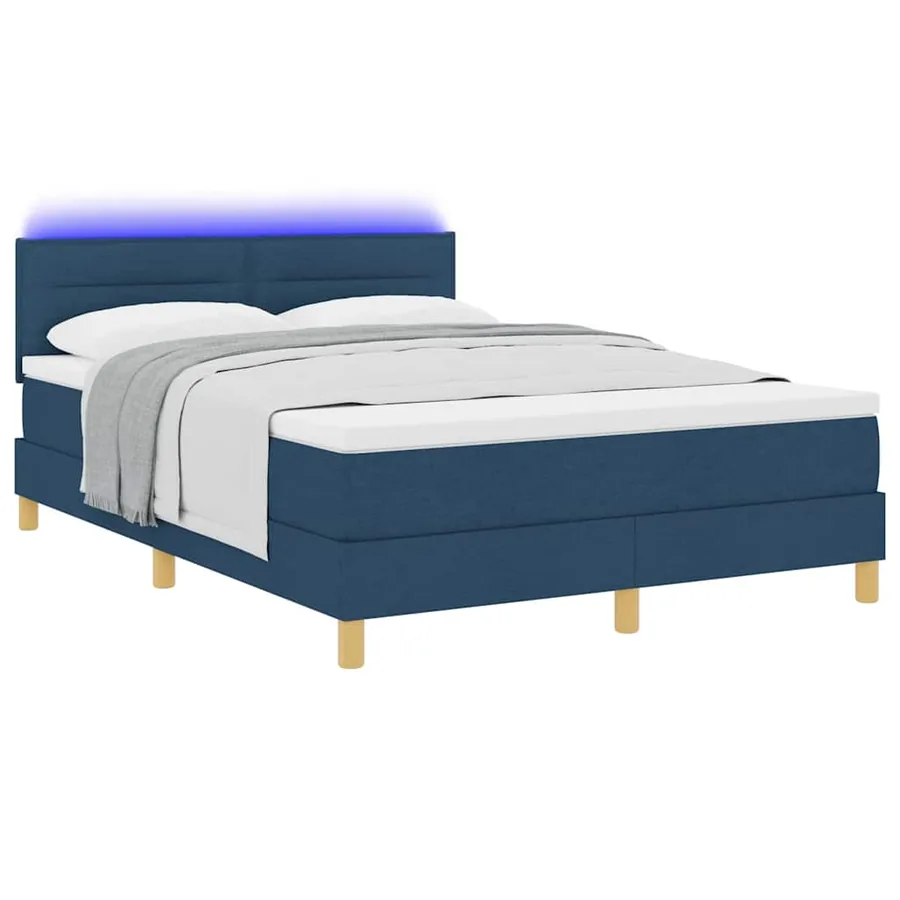 Lit à ressort LED avec bandes LED Bleu 160 x 200 cm tissu - 3