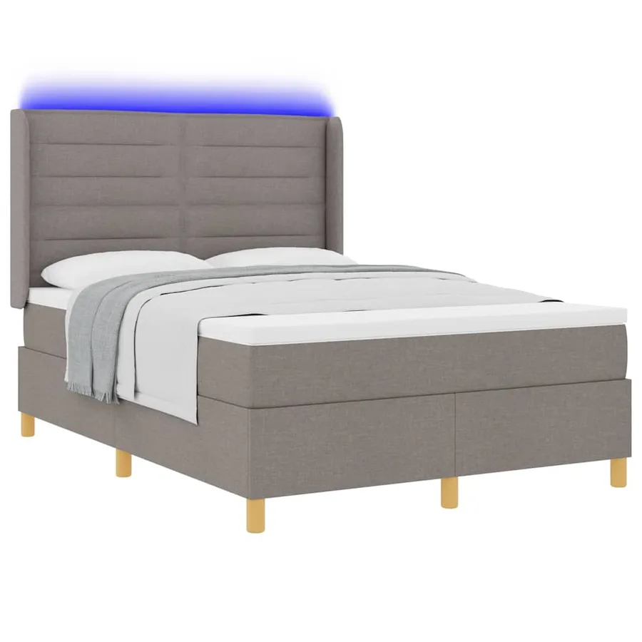 Lit à ressorts avec bandes LED Taupe 140 x 190 cm tissu - 3