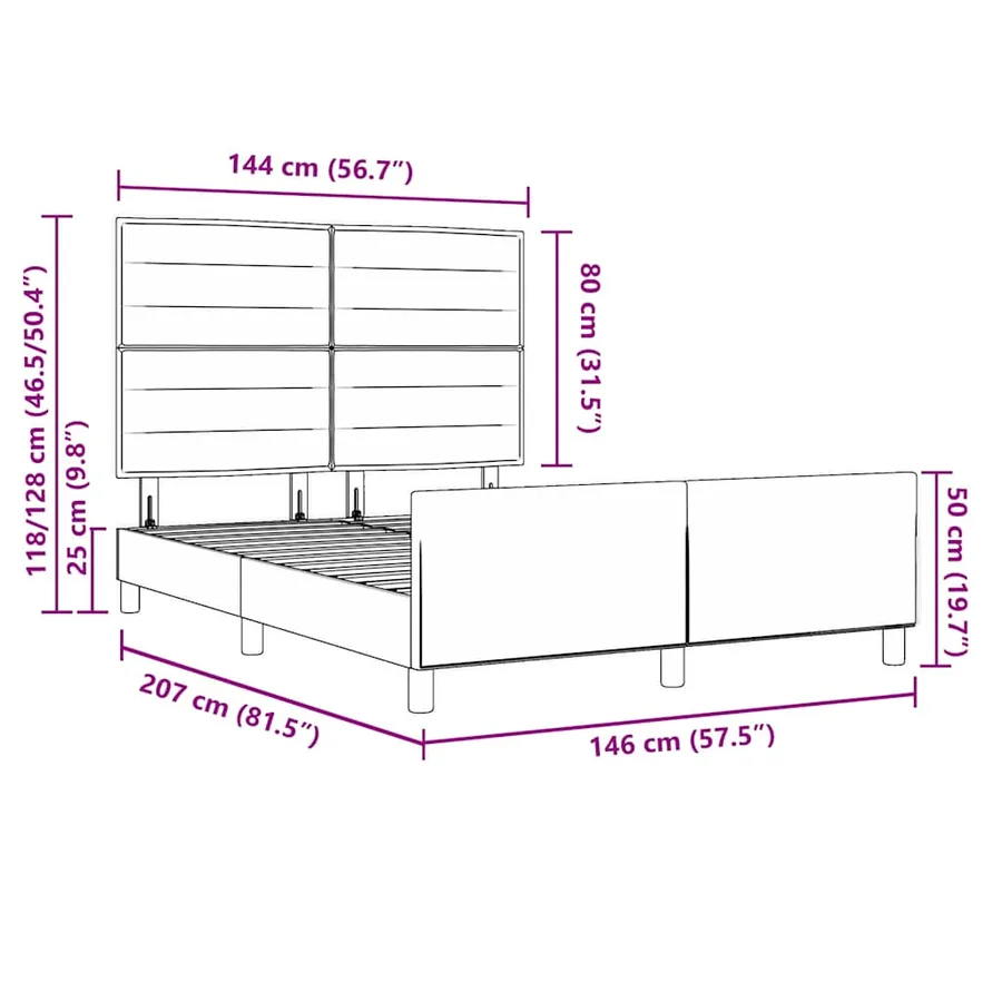 Cadre de lit avec tête de lit Gris foncé 140 x 190 cm tissu - 13