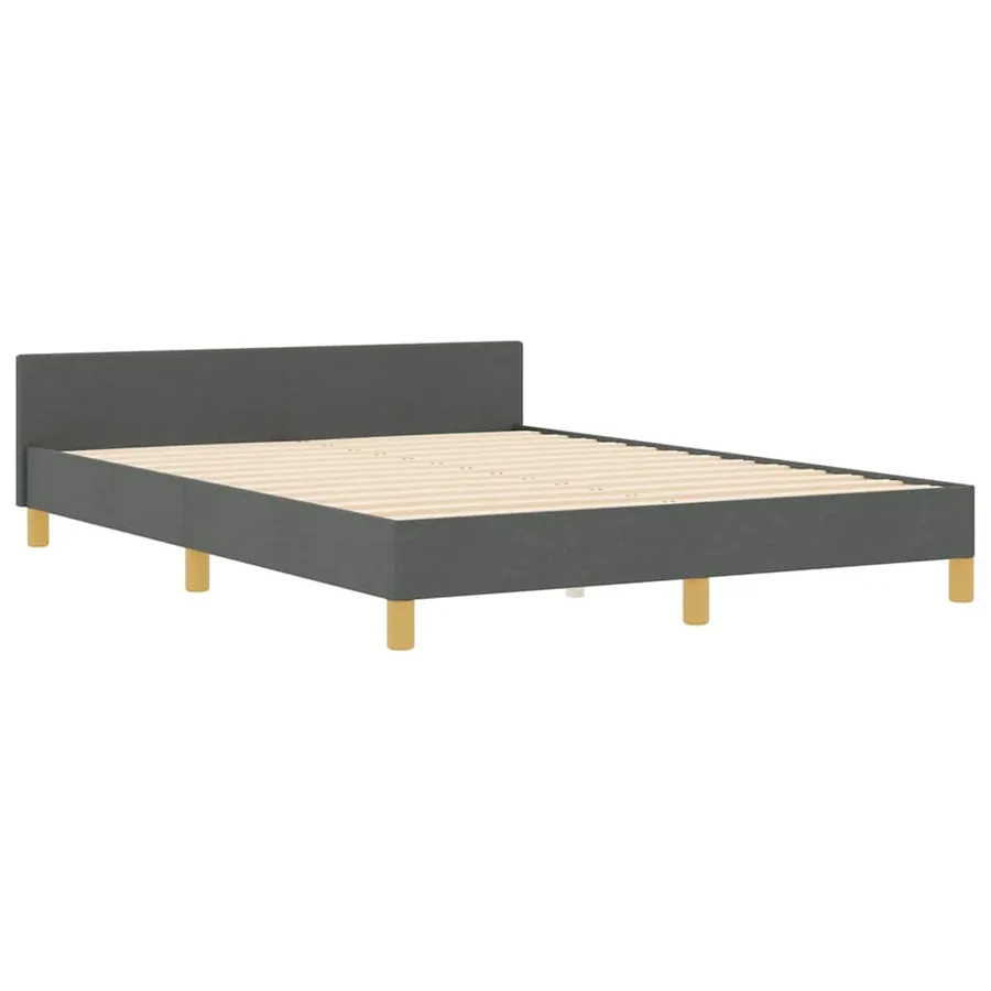 Cadre de lit avec tête de lit Gris foncé 140 x 190 cm tissu - 6