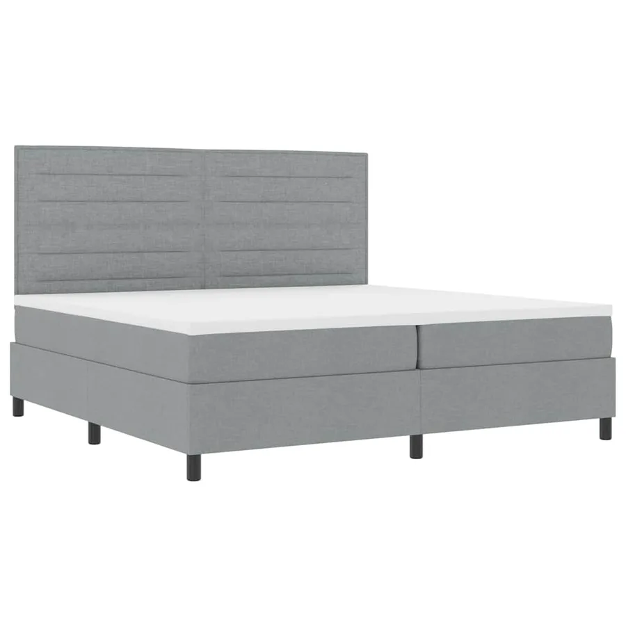 Lit à ressorts avec matelas Gris clair 200 x 200 cm tissu - 5