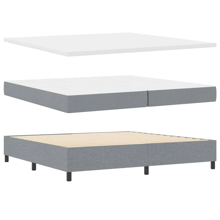 Lit à ressorts avec matelas Gris clair 200 x 200 cm tissu - 6