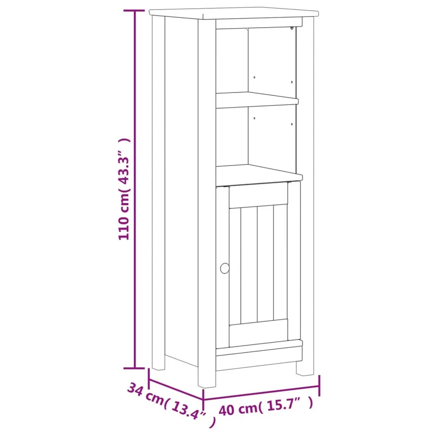 Armoire de salle de bain BERG blanc 40x34x110 cm pin massif - 8