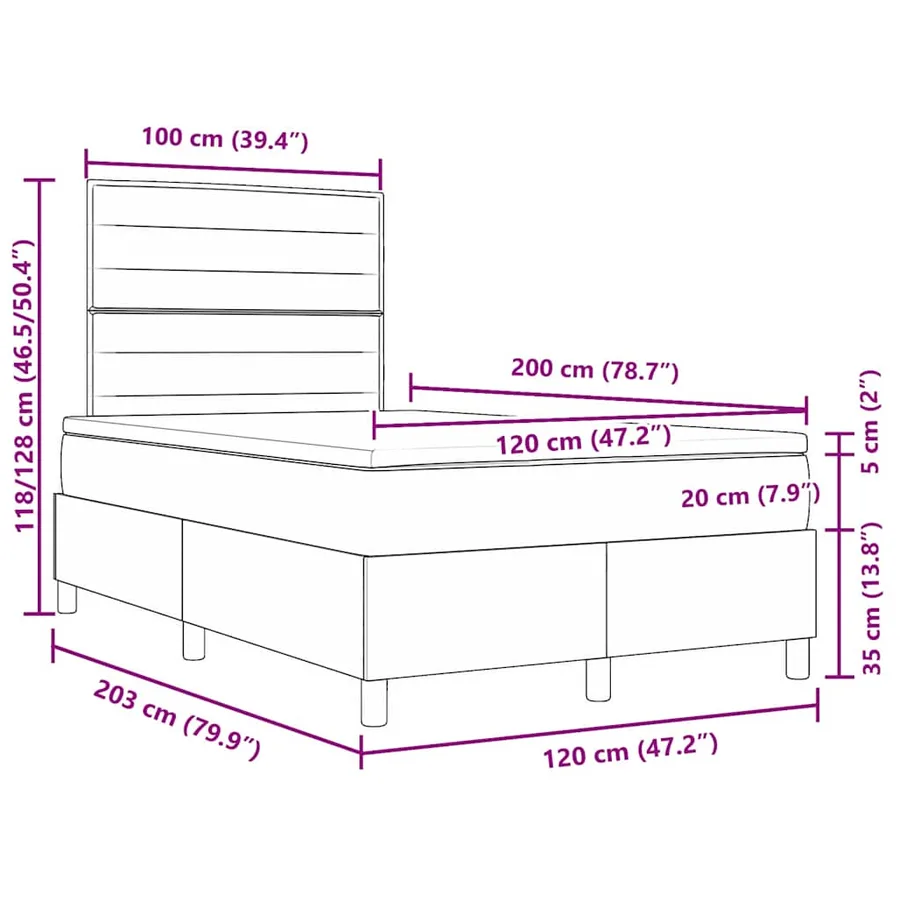 Lit à ressorts avec matelas Gris clair 120 x 200 cm tissu - 12