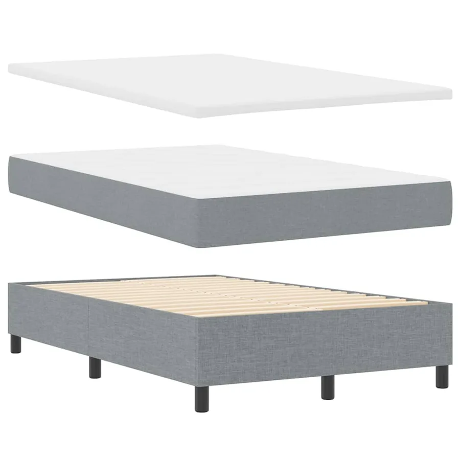 Lit à ressorts avec matelas Gris clair 120 x 200 cm tissu - 6