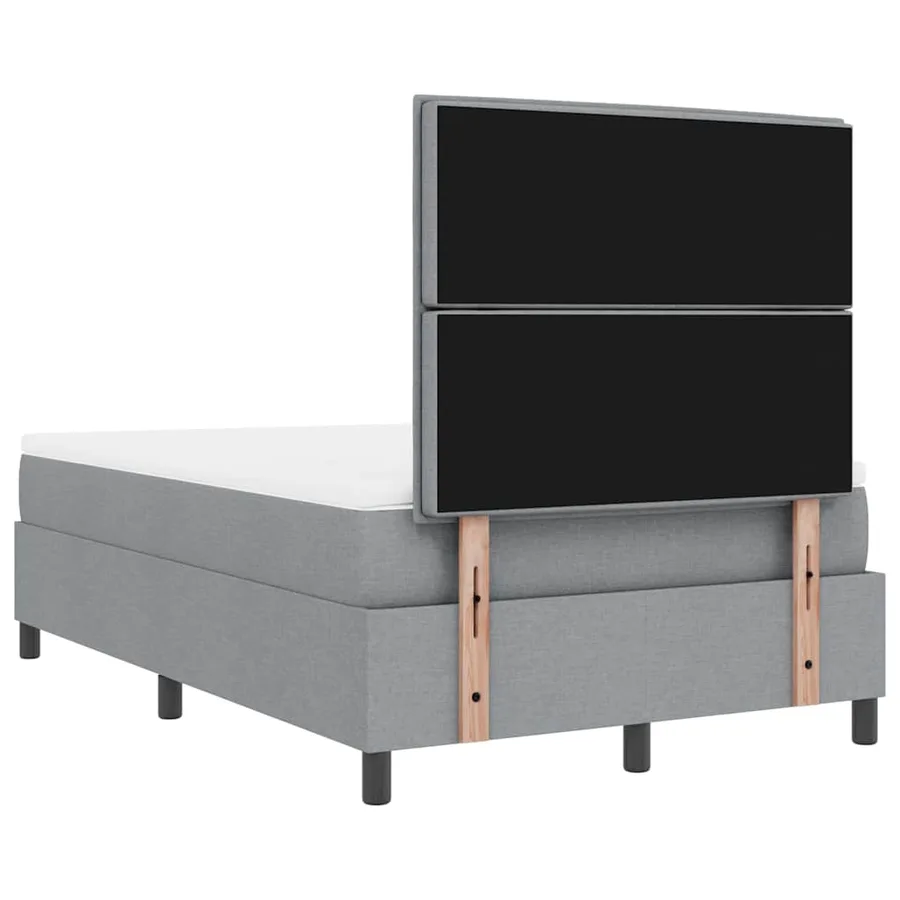 Lit à ressorts avec matelas Gris clair 120 x 200 cm tissu - 9