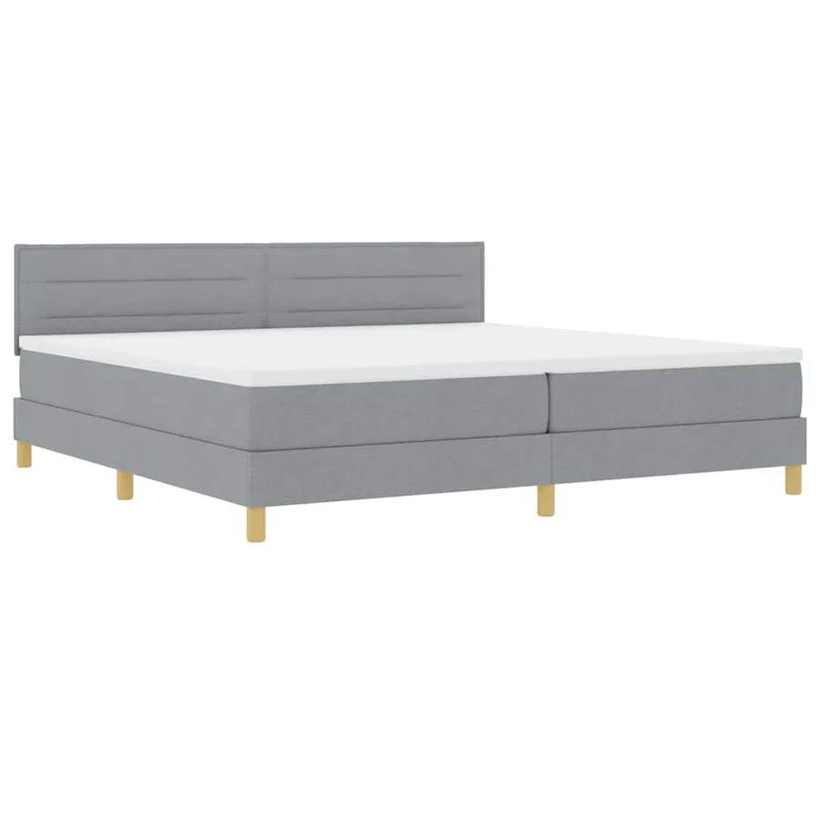 Lit à ressort LED avec bandes LED Gris clair 200 x 200 cm tissu - 2