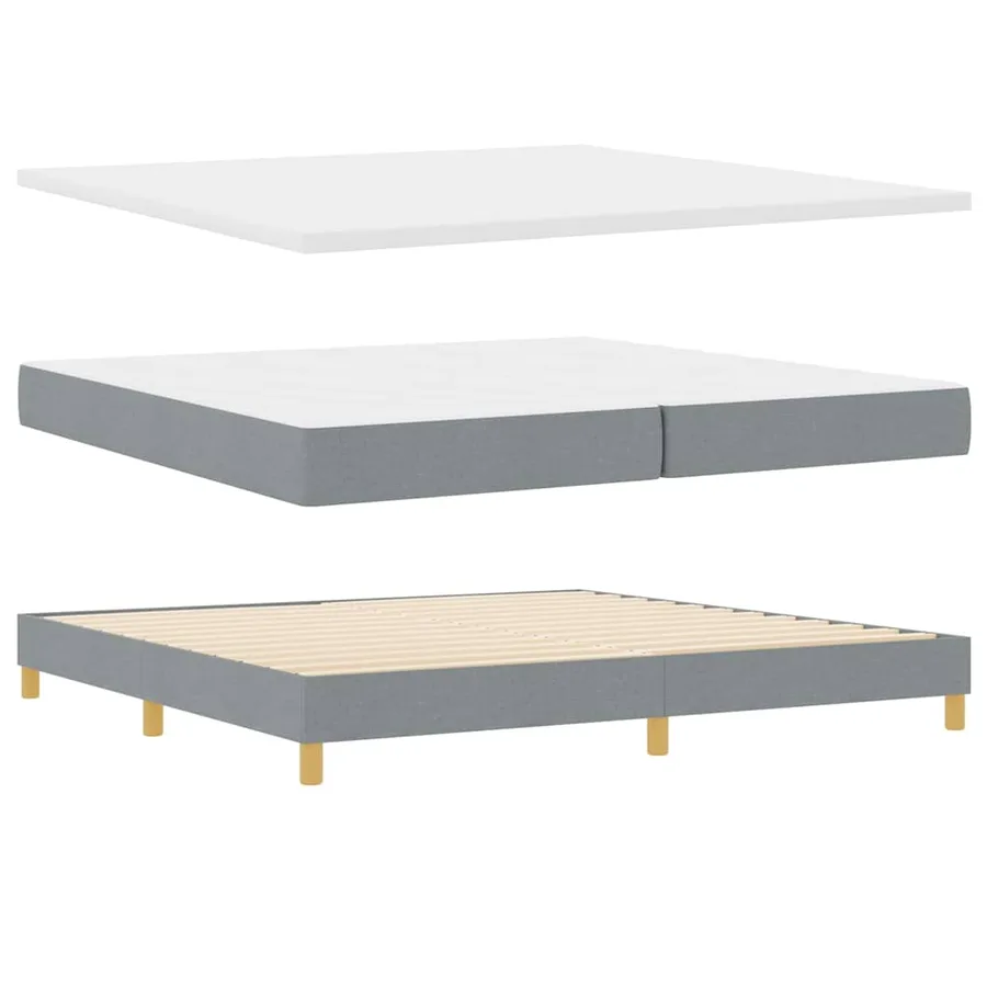 Lit à ressort LED avec bandes LED Gris clair 200 x 200 cm tissu - 6