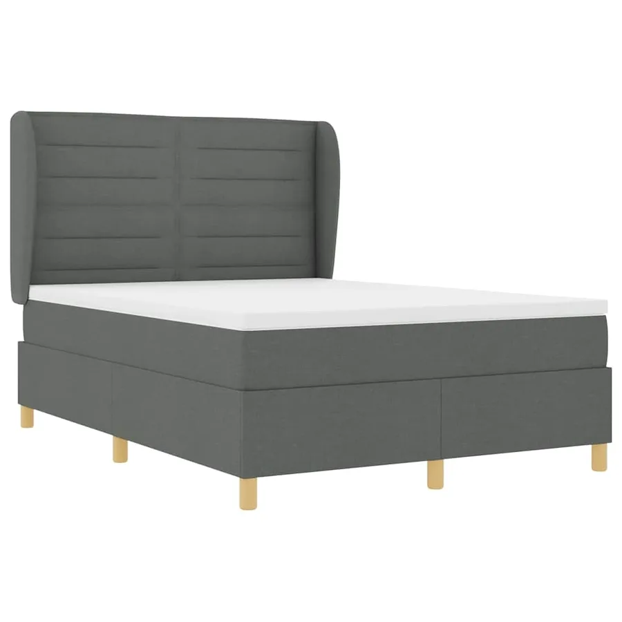 Lit à ressorts avec matelas Gris foncé 200 x 140 cm tissu - 5