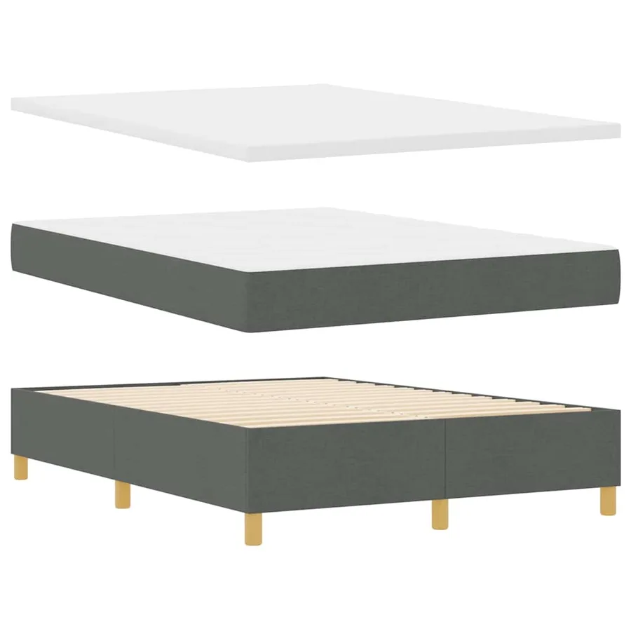 Lit à ressorts avec matelas Gris foncé 200 x 140 cm tissu - 6