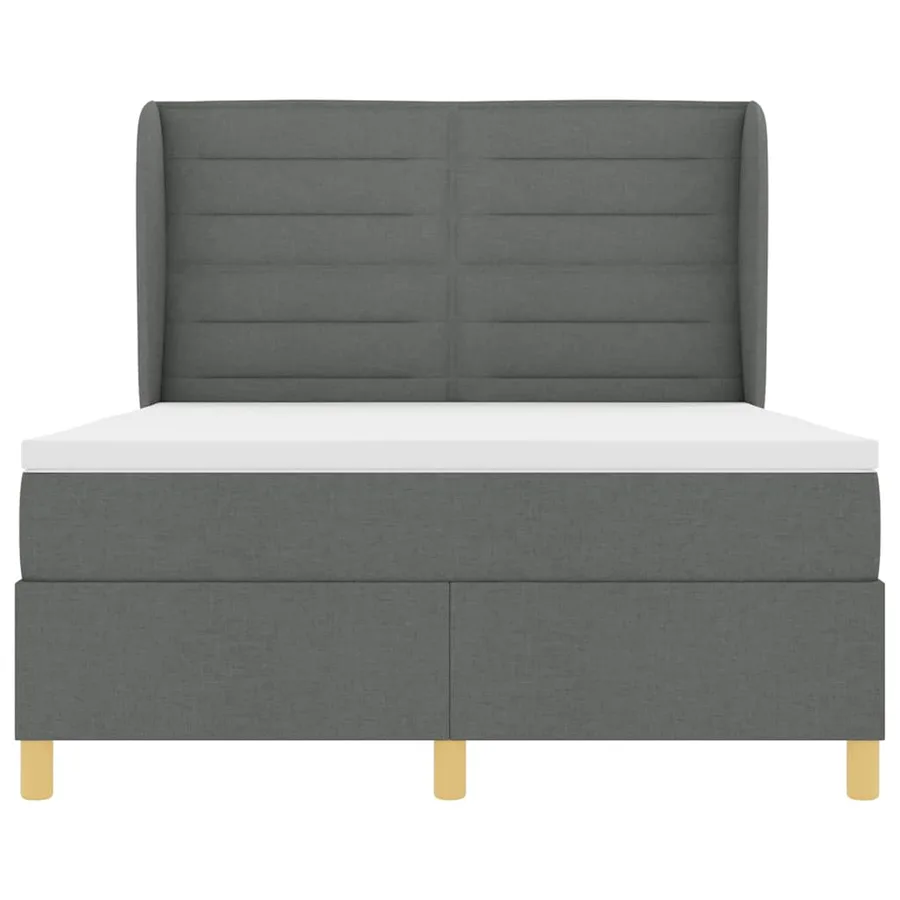 Lit à ressorts avec matelas Gris foncé 200 x 140 cm tissu - 7