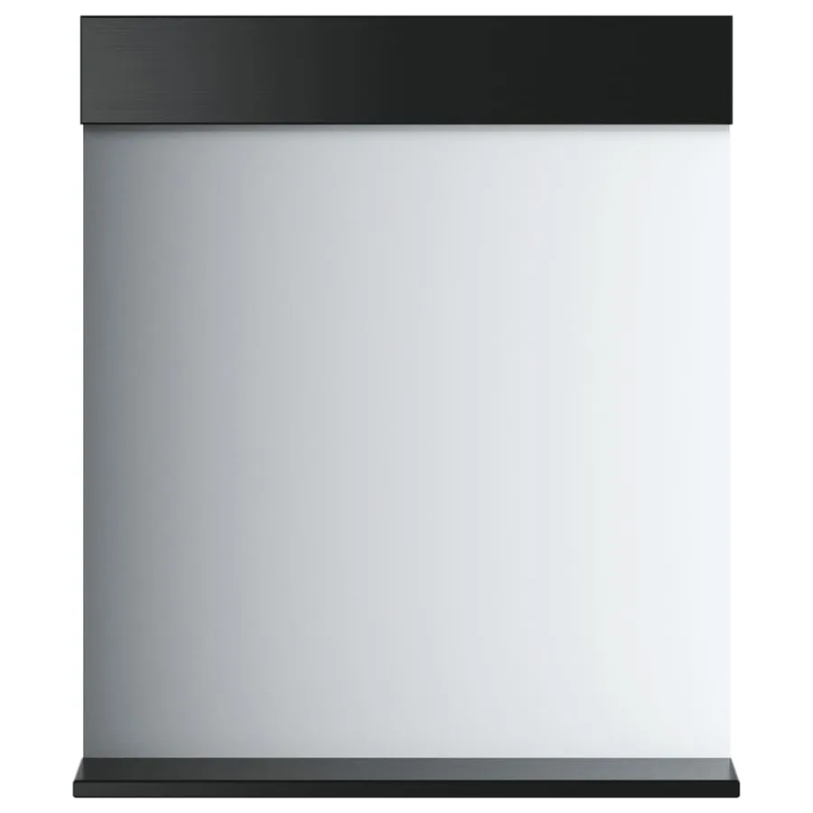 Miroir de salle de bain avec étagère BERG noir bois massif - 2