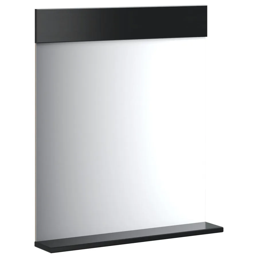 Miroir de salle de bain avec étagère BERG noir bois massif - 3