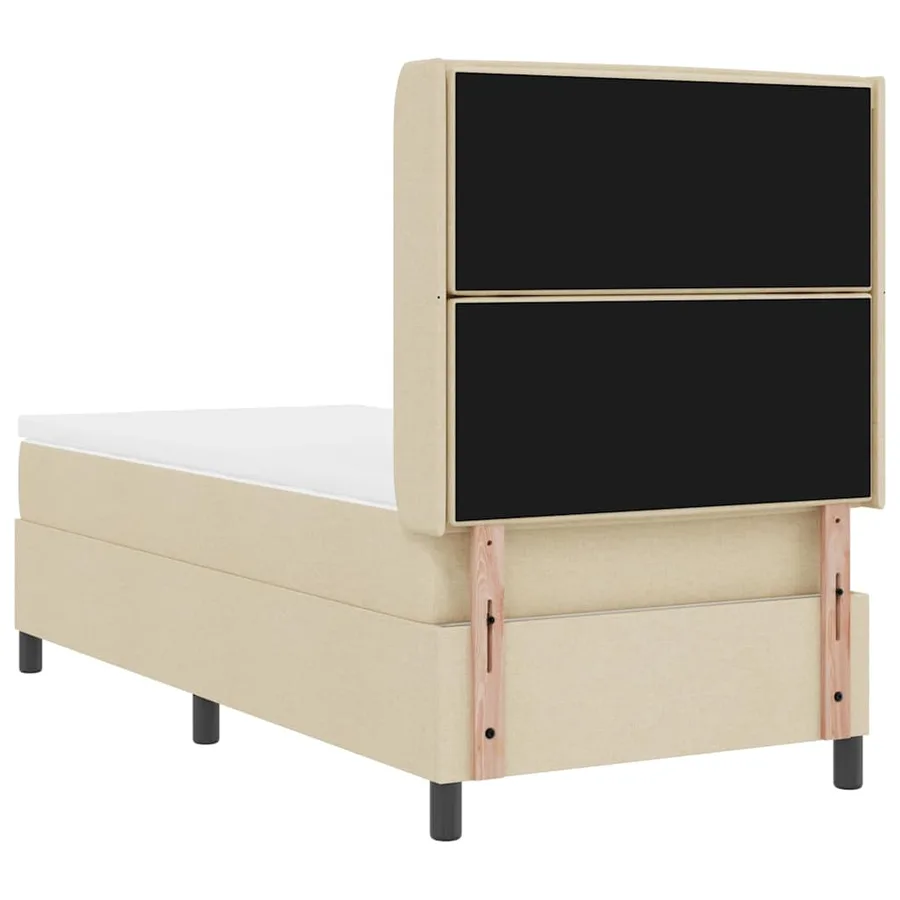 Lit à ressort LED avec matelas Crème 90 x 190 cm tissu - 10