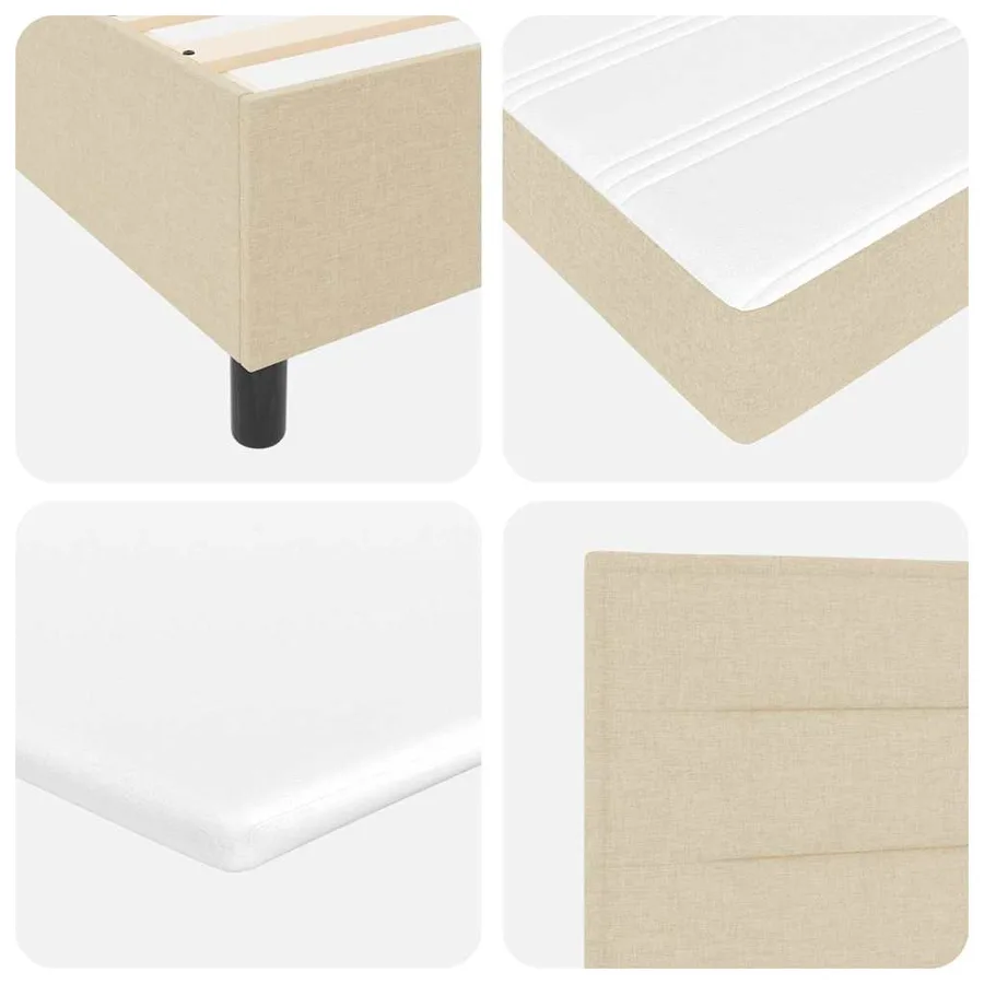 Lit à ressorts avec matelas Crème 90 x 190 cm tissu - 10