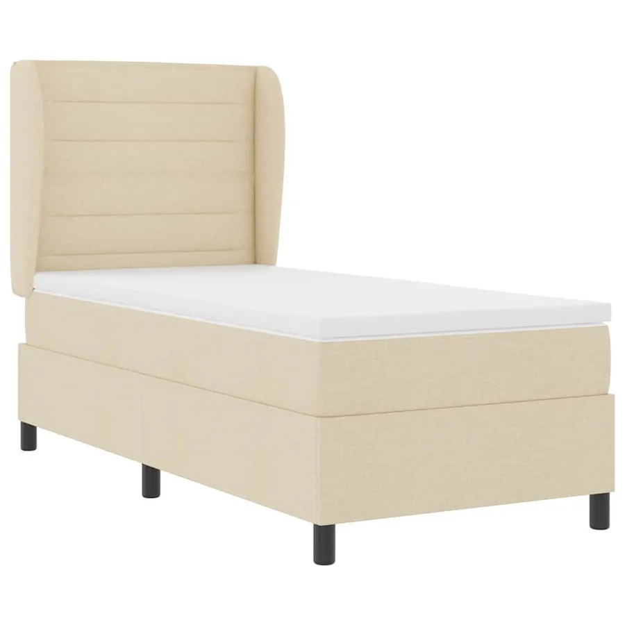 Lit à ressorts avec matelas Crème 90 x 190 cm tissu - 5