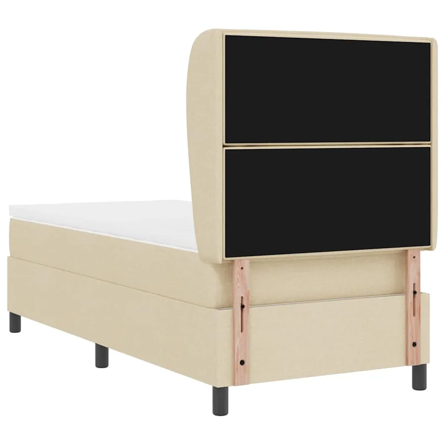 Lit à ressorts avec matelas Crème 90 x 190 cm tissu - 9