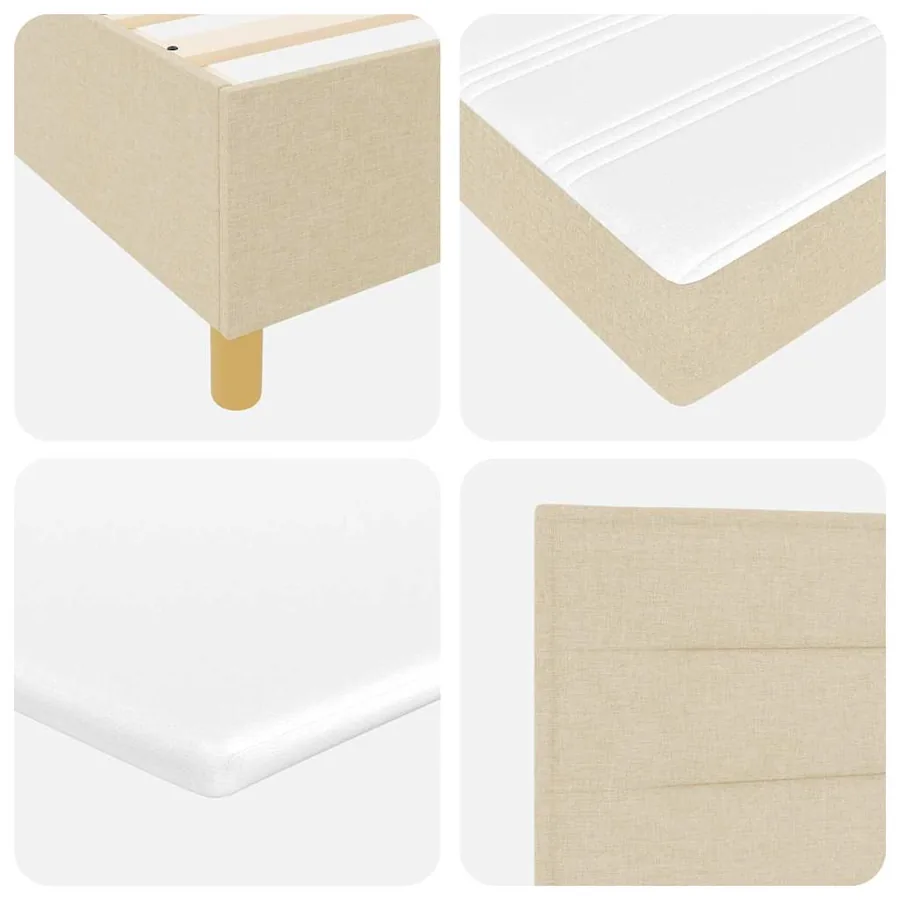 Lit à ressorts avec matelas Crème 90 x 190 cm tissu - 10