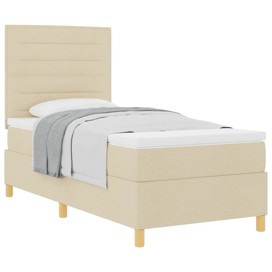 Lit à ressorts avec matelas Crème 90 x 190 cm tissu - 2