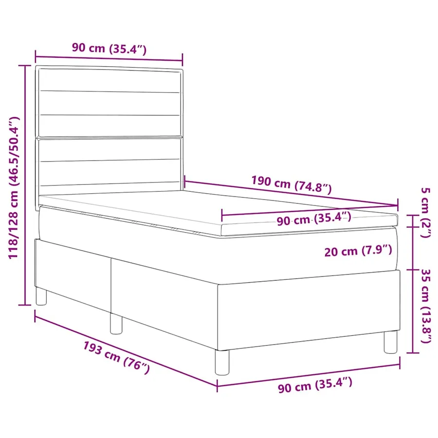 Lit à ressorts avec matelas Crème 90 x 190 cm tissu - 12