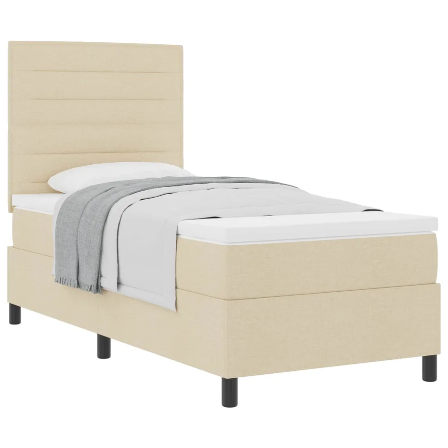Lit à ressorts avec matelas Crème 90 x 190 cm tissu - 2