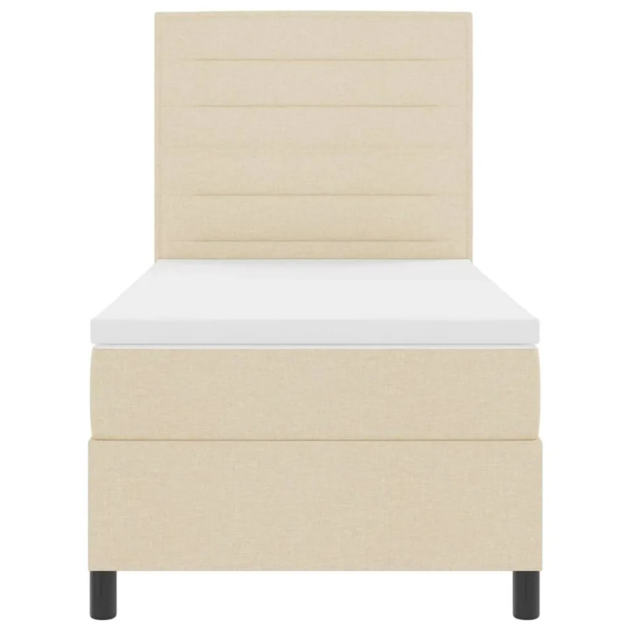 Lit à ressorts avec matelas Crème 90 x 190 cm tissu - 7